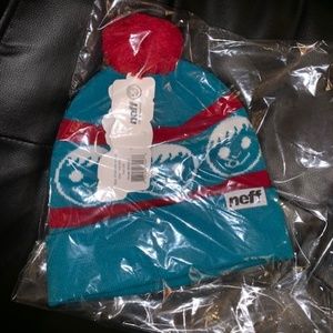 NWT Neff Beanie Teal and Red